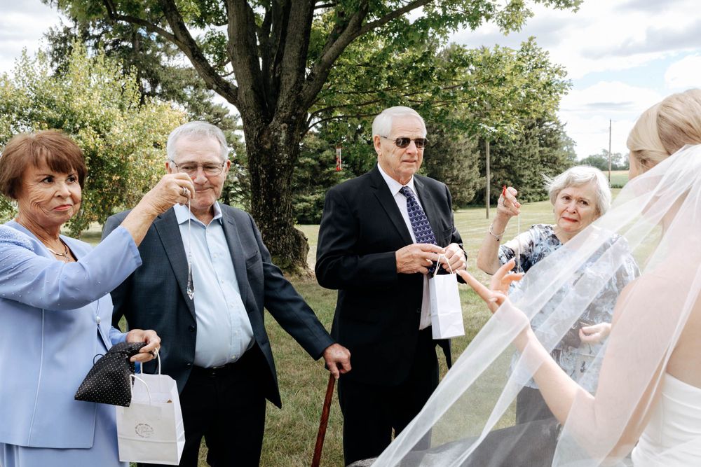 Grandparent first look. Intimate wedding candid photography