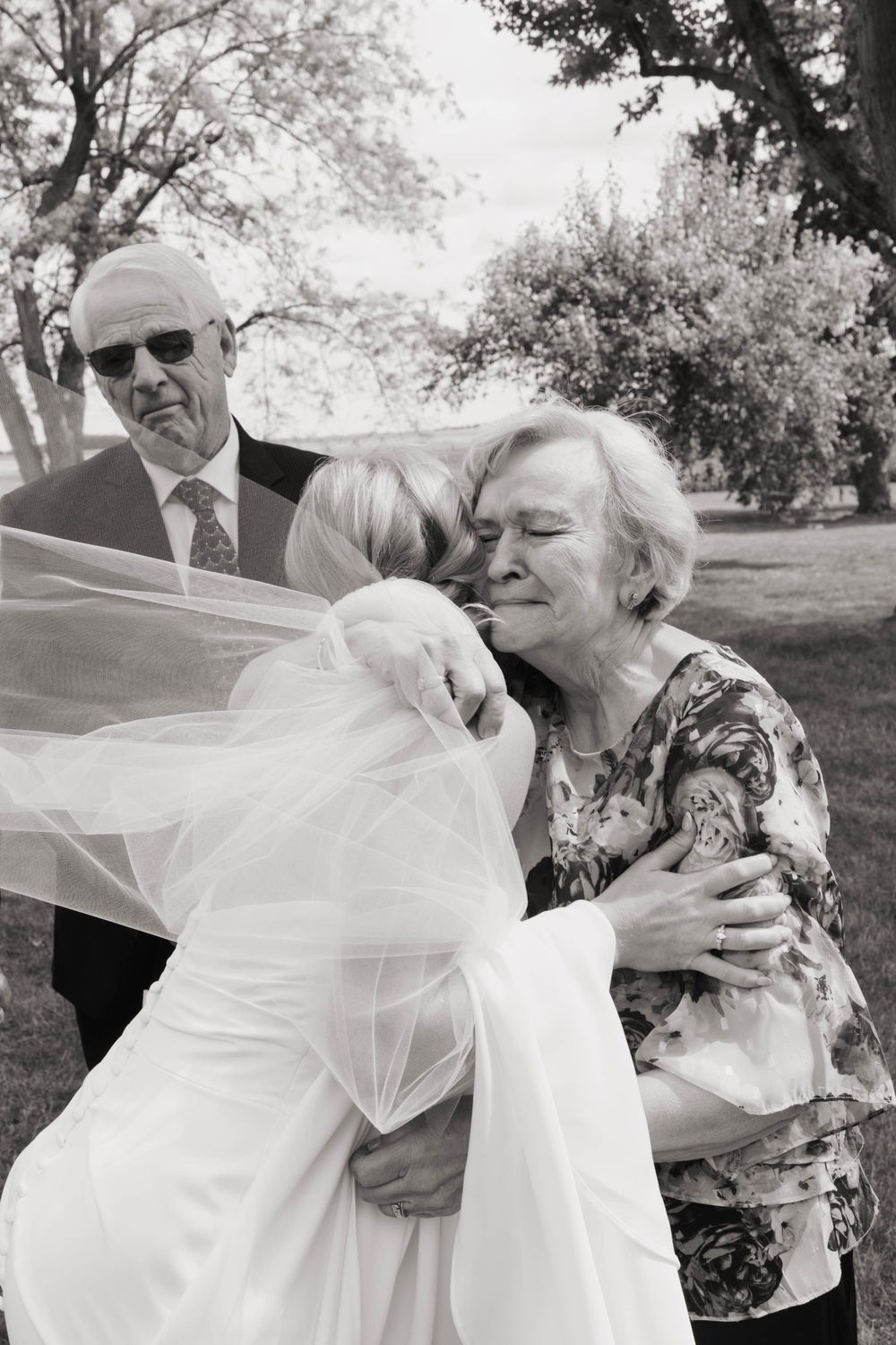 Grandparent first look. Intimate wedding candid photography