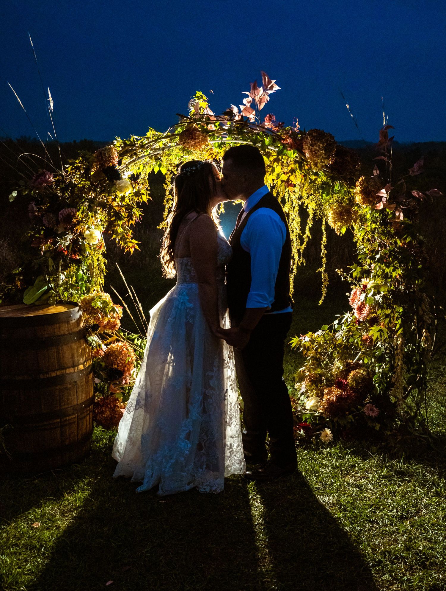 beautiful wedding photo at night in new era