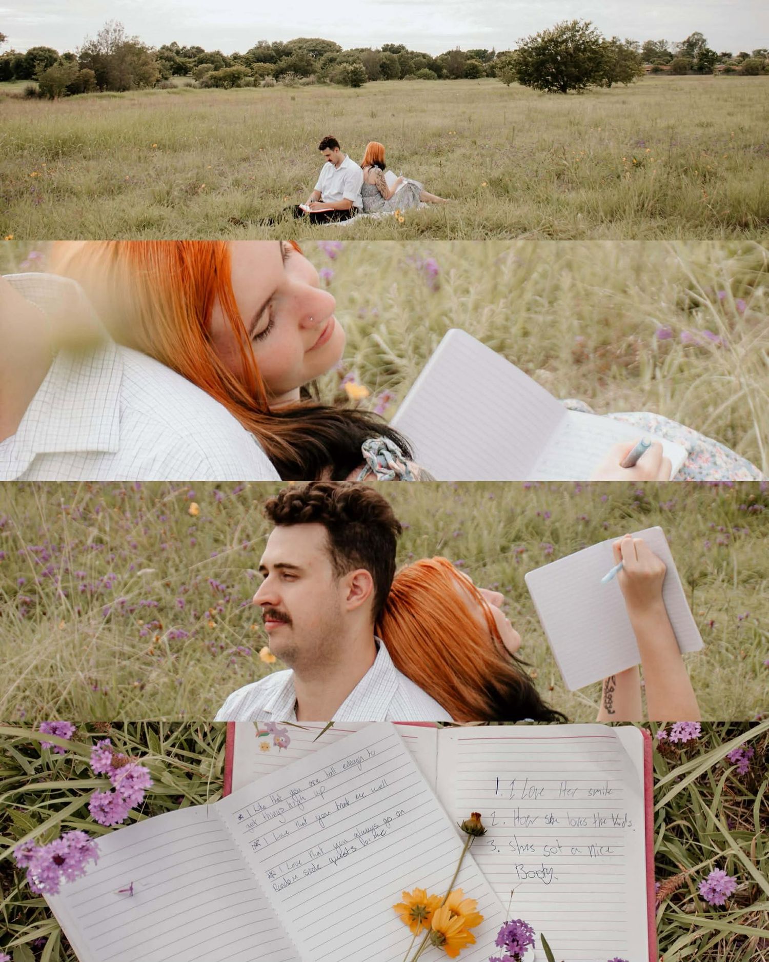 couples storytelling session. the couple had a task of writing 3 things they loved about each other. the last photo shows the love notes