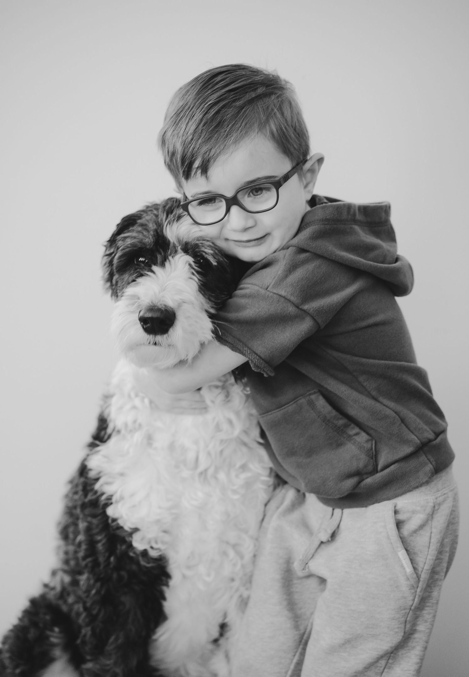 Kids personality portrait in black-and-white at the studio on the alley in Zionsville, Indiana