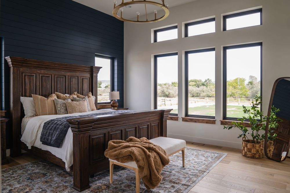 master bed and large windows