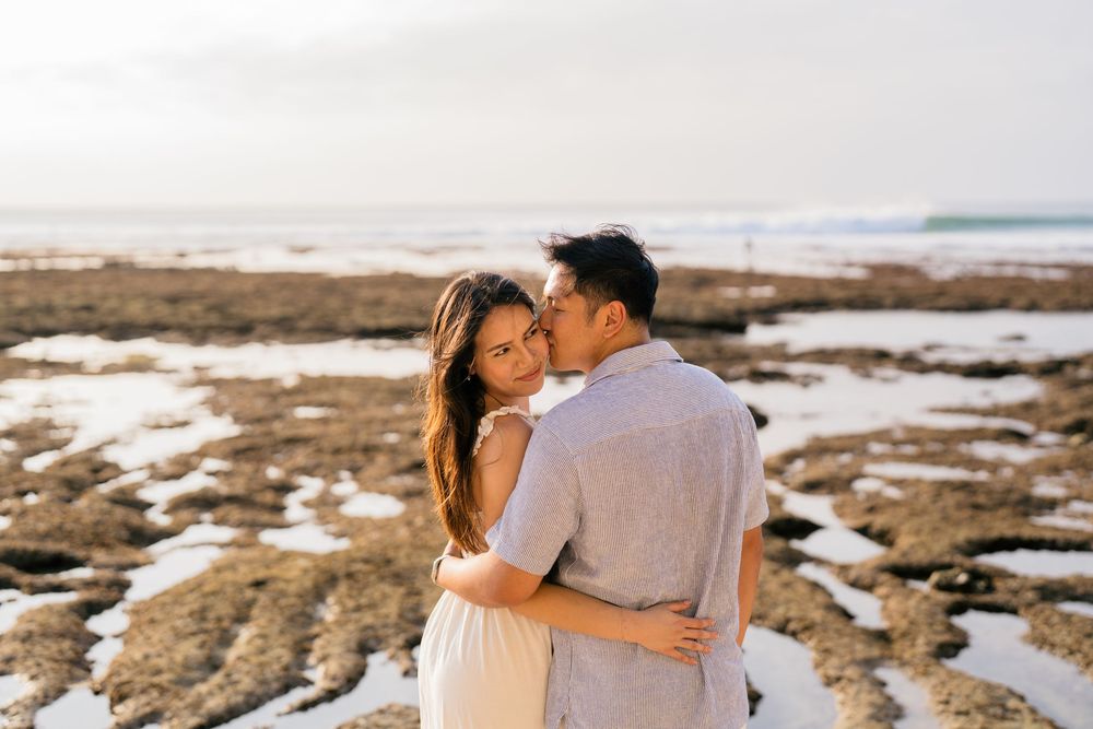 Golden hour proposal photography at Impossible Beach Bali