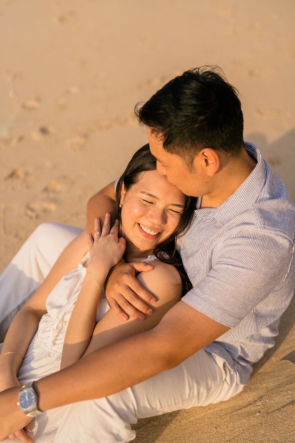Golden hour proposal photography at Impossible Beach Bali