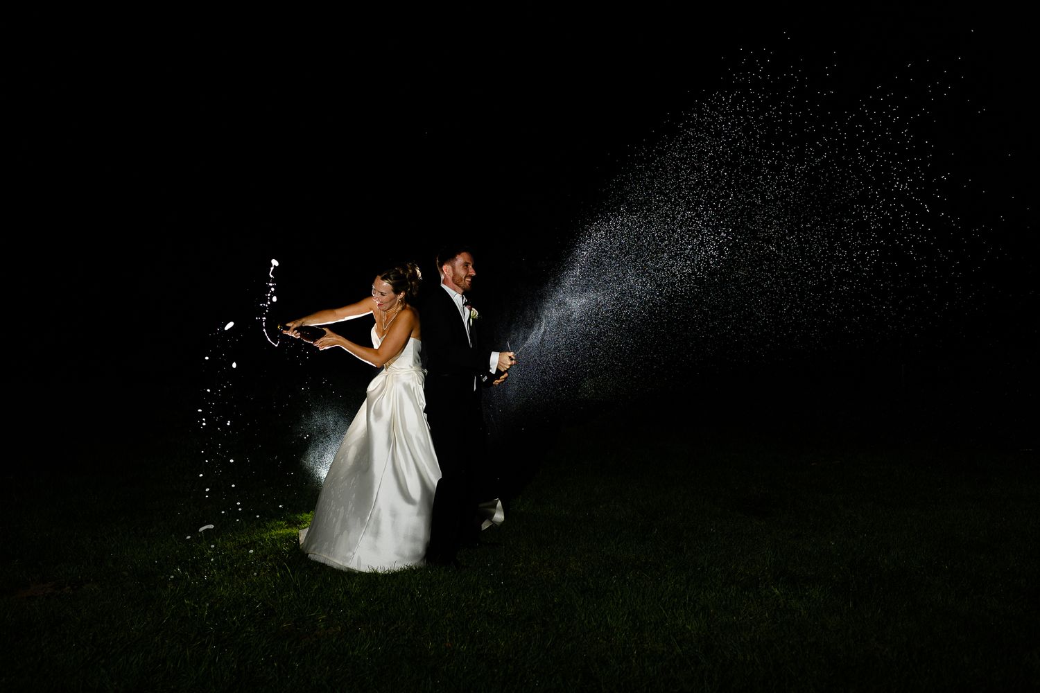 Late night champagne spray at Gisburn Park Estate