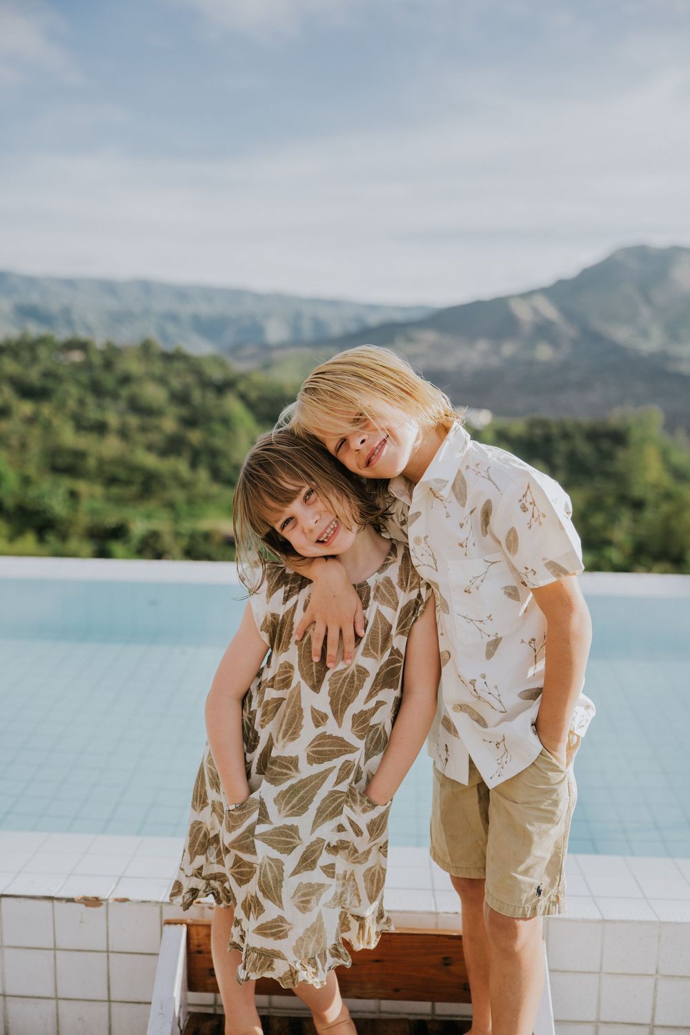 Family photography session with scenic Kintamani backdrop.
