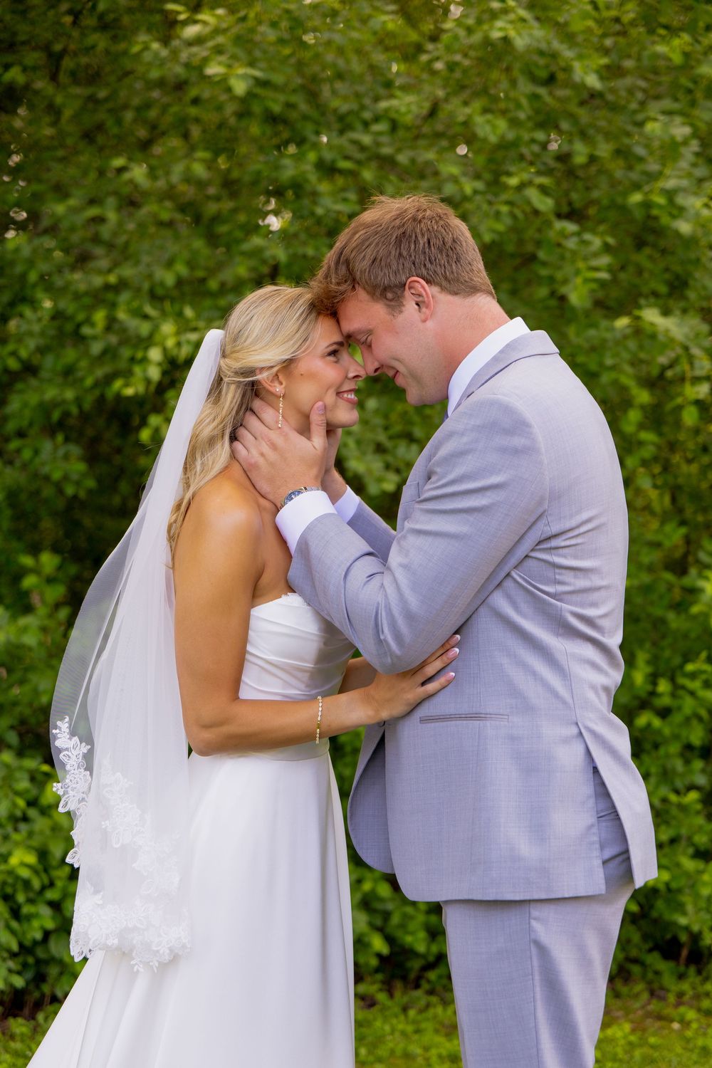 A portrait of a bride and groom
