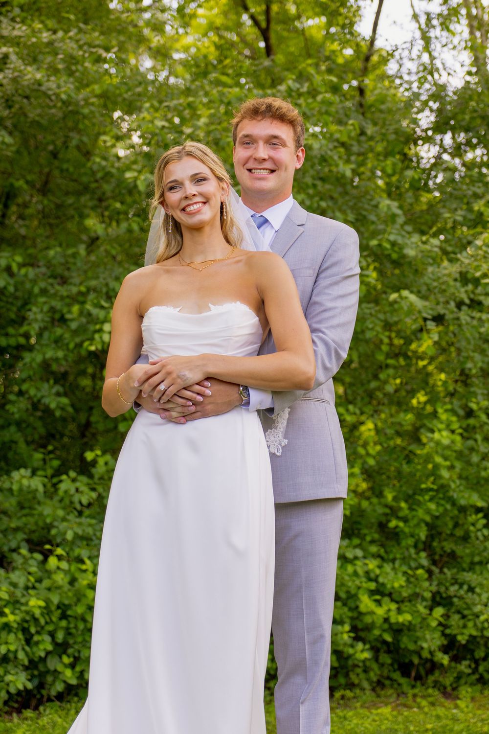 A portrait of a bride and groom