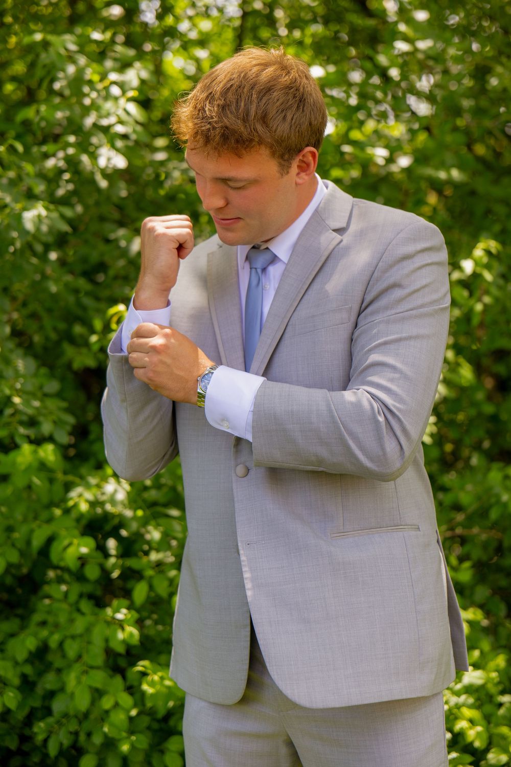 A man getting ready for his wedding