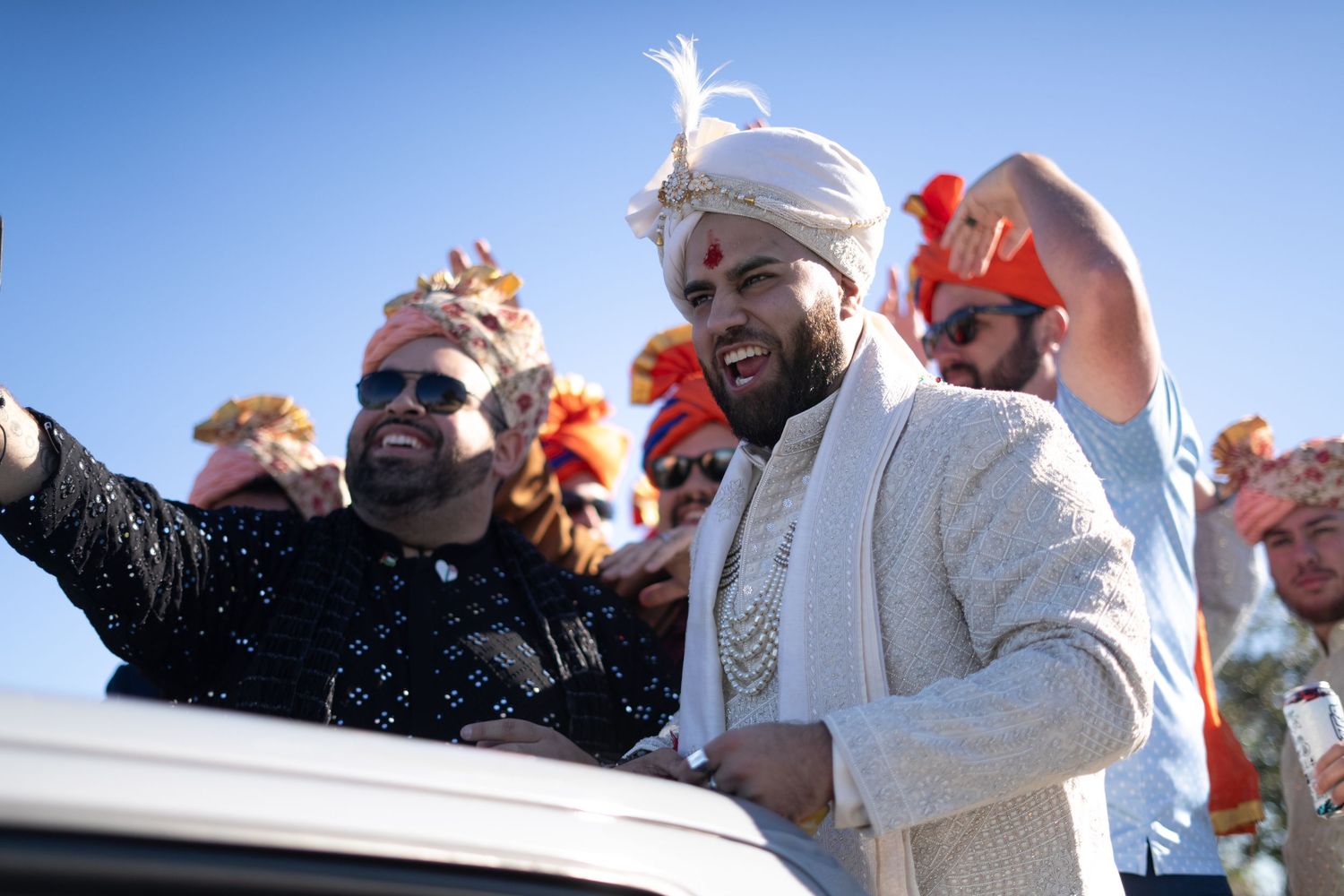 Baraat procession groom on horse Indian wedding Orlando
