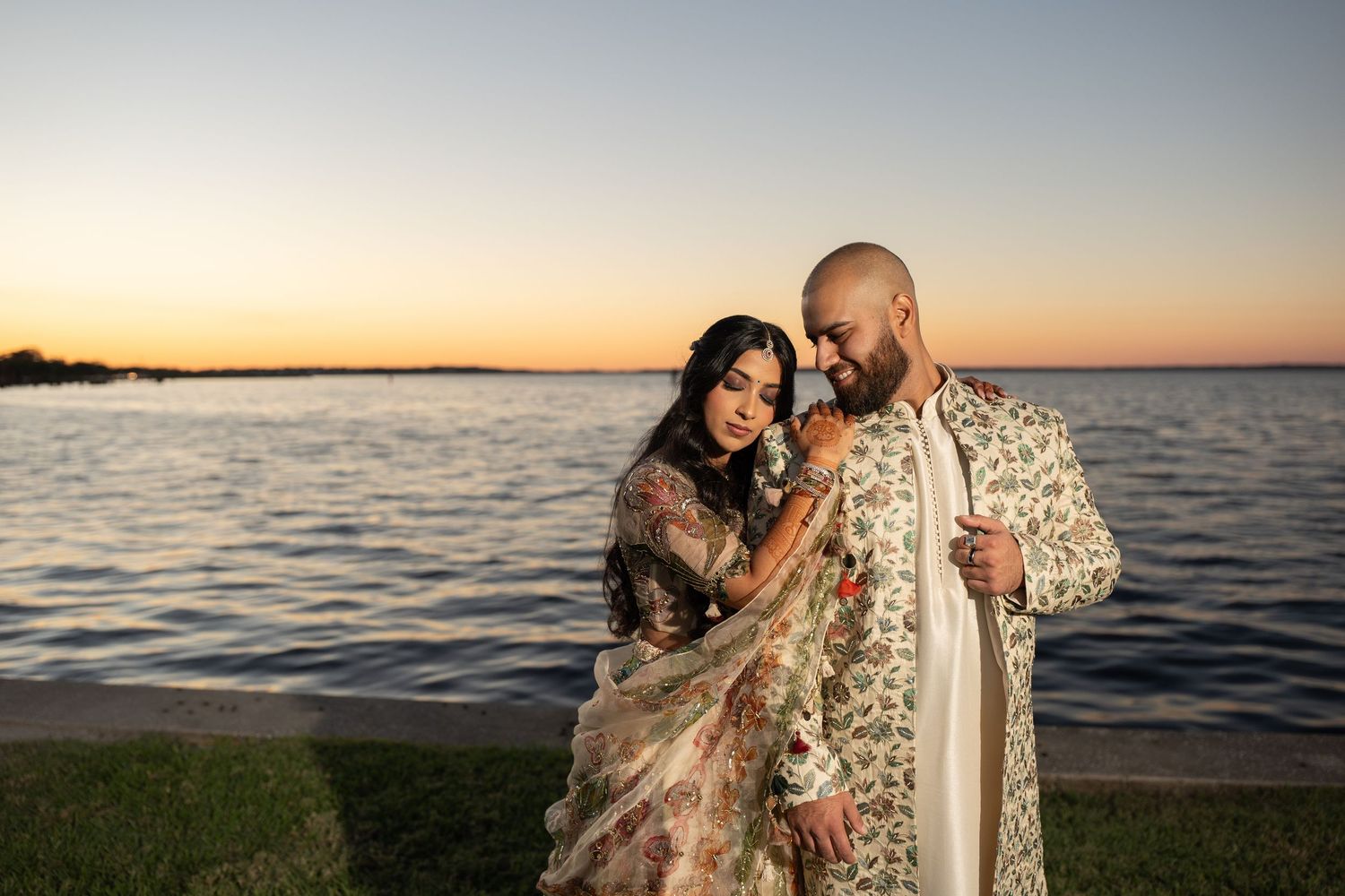 Bride and groom first look Indian wedding photographer Orlando