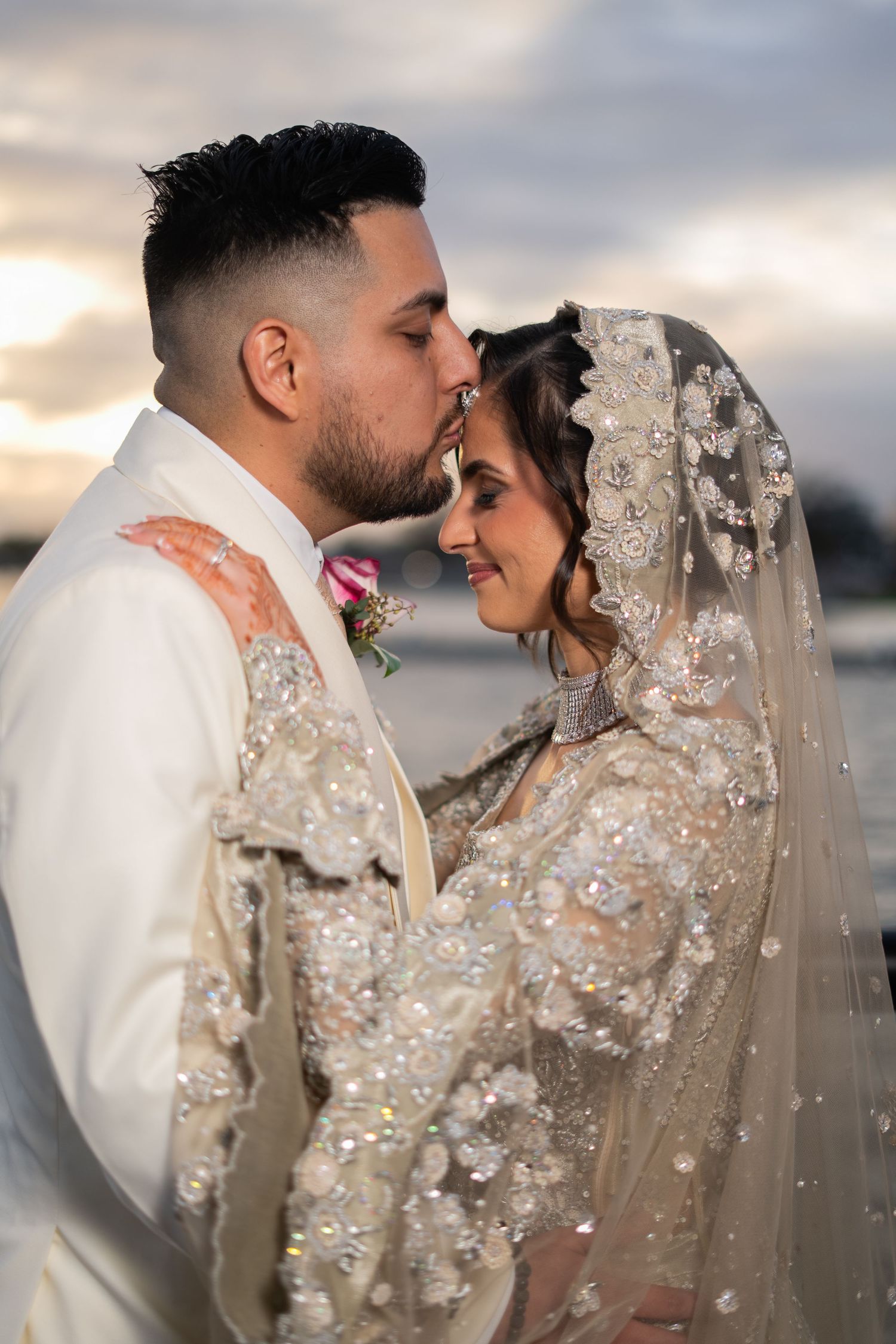 Indian wedding couple sunset portrait Central Florida photographer