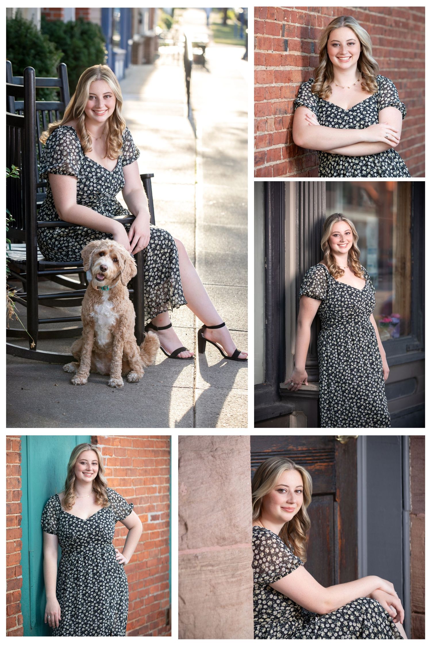 Delaware Christian senior photos in downtown Delaware Ohio with brick walls, storefronts, and timeless urban senior portraits.