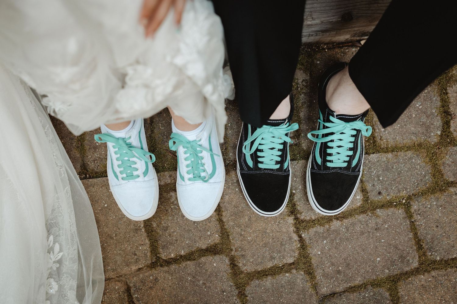 bride and groom matching sneakers