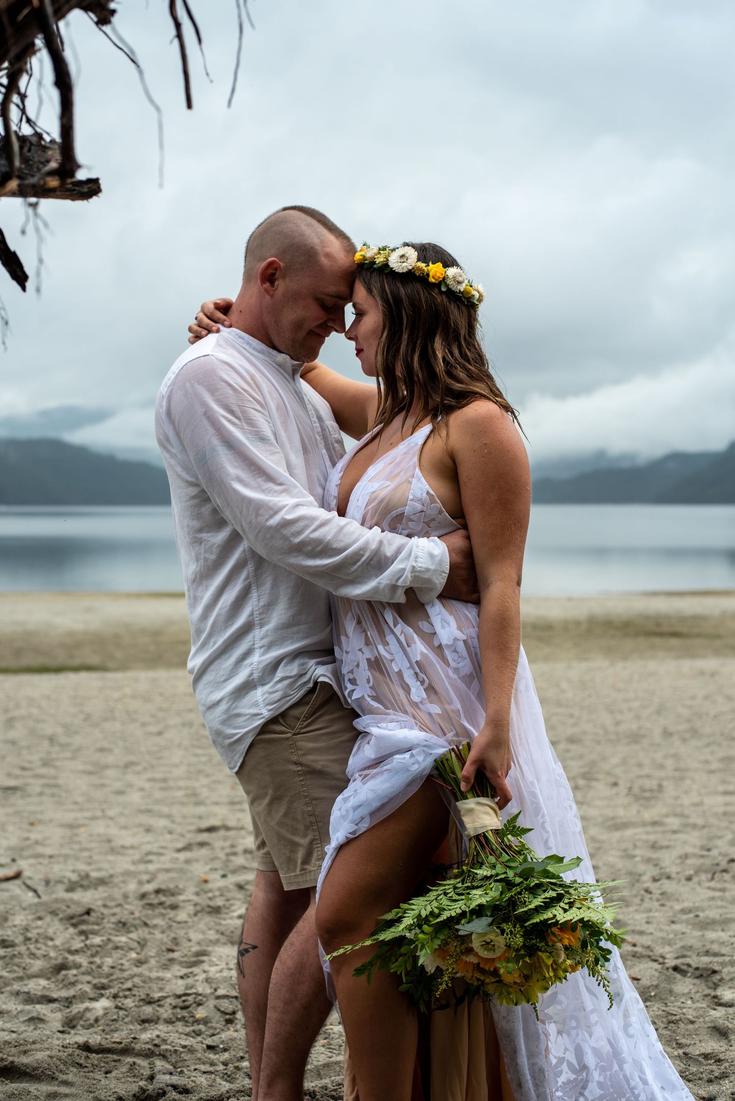Beach elopement Seymour Arm, BC