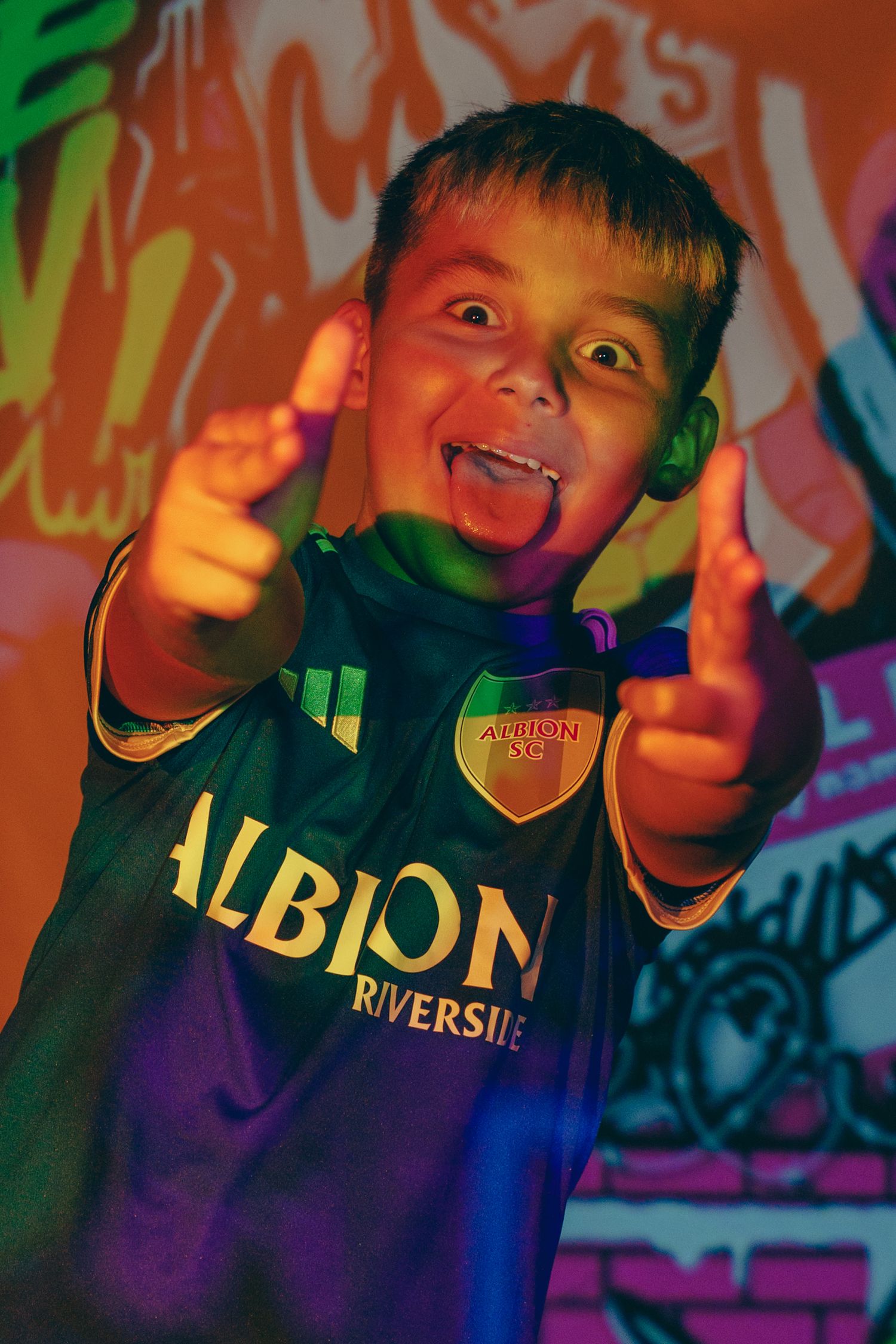Vibrant colorful lighting creates a neon atmosphere in multiple sequential shots.