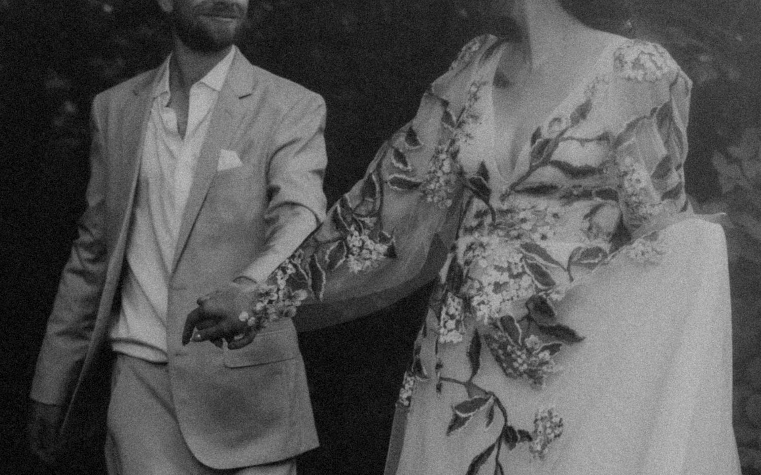 Indiana Wedding and Elopement Photographer // Vintage black and white portrait of a couple in formal attire at a wedding.