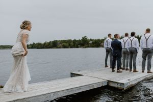 Owl and Otter, Nova Scotia, Lawrencetown, Halifax Photographer, Intimate Outdoor Wedding, Rain Wedding,  First Look, Summer Bride, Groom