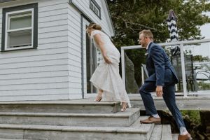 Owl and Otter, Nova Scotia, Lawrencetown, Halifax Photographer, Intimate Outdoor Wedding, Rain Wedding,  First Look, Summer Bride, Groom