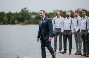 Owl and Otter, Nova Scotia, Lawrencetown, Halifax Photographer, Intimate Outdoor Wedding, Rain Wedding,  First Look, Summer Bride, Groom