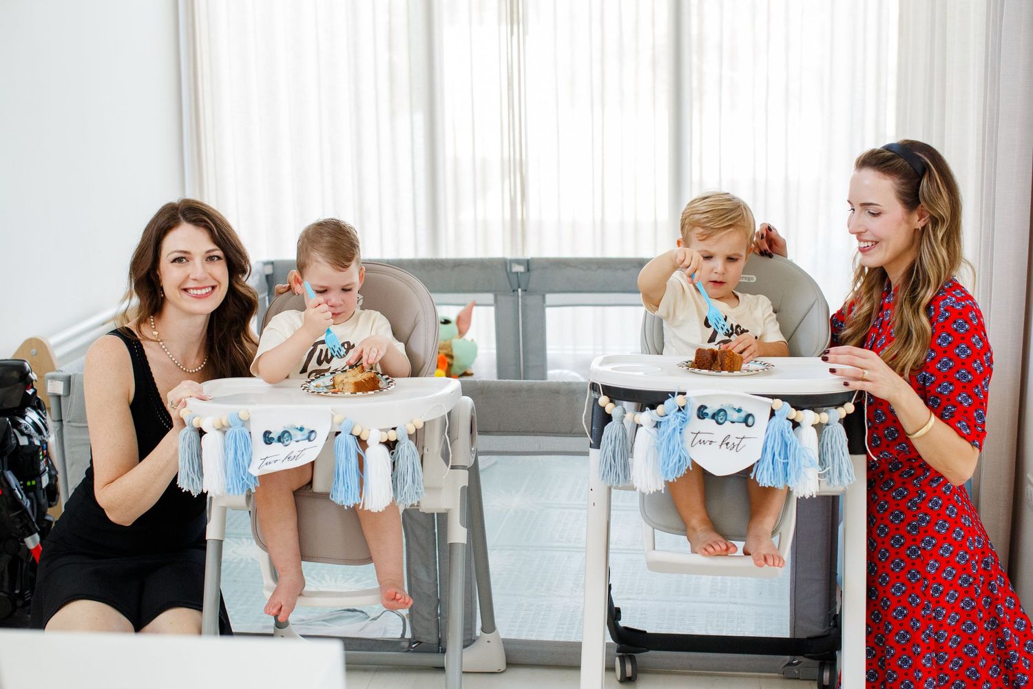 Two mothers and their sons at a birthday party in Dorado, Puerto Rico.