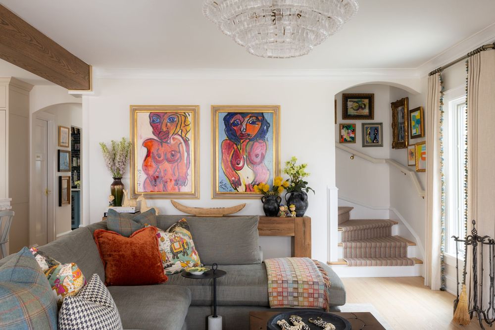Tudor renovation Whitefish Bay Wisconsin by Catron Haus Design living room gallery