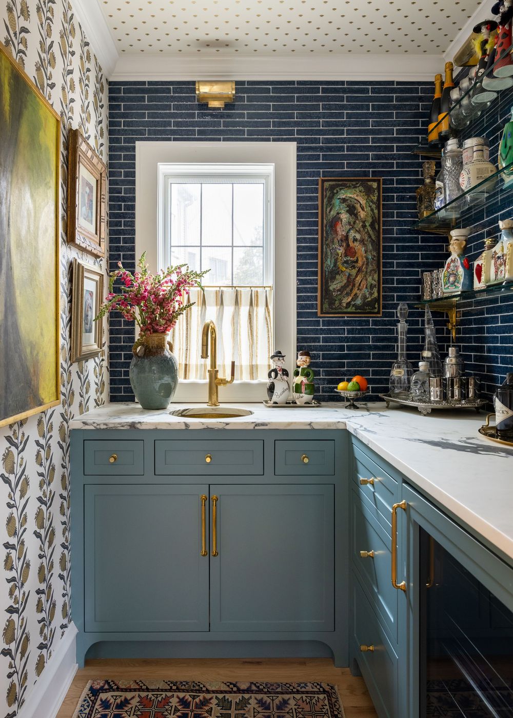 Tudor renovation Whitefish Bay Wisconsin by Catron Haus Design bar area