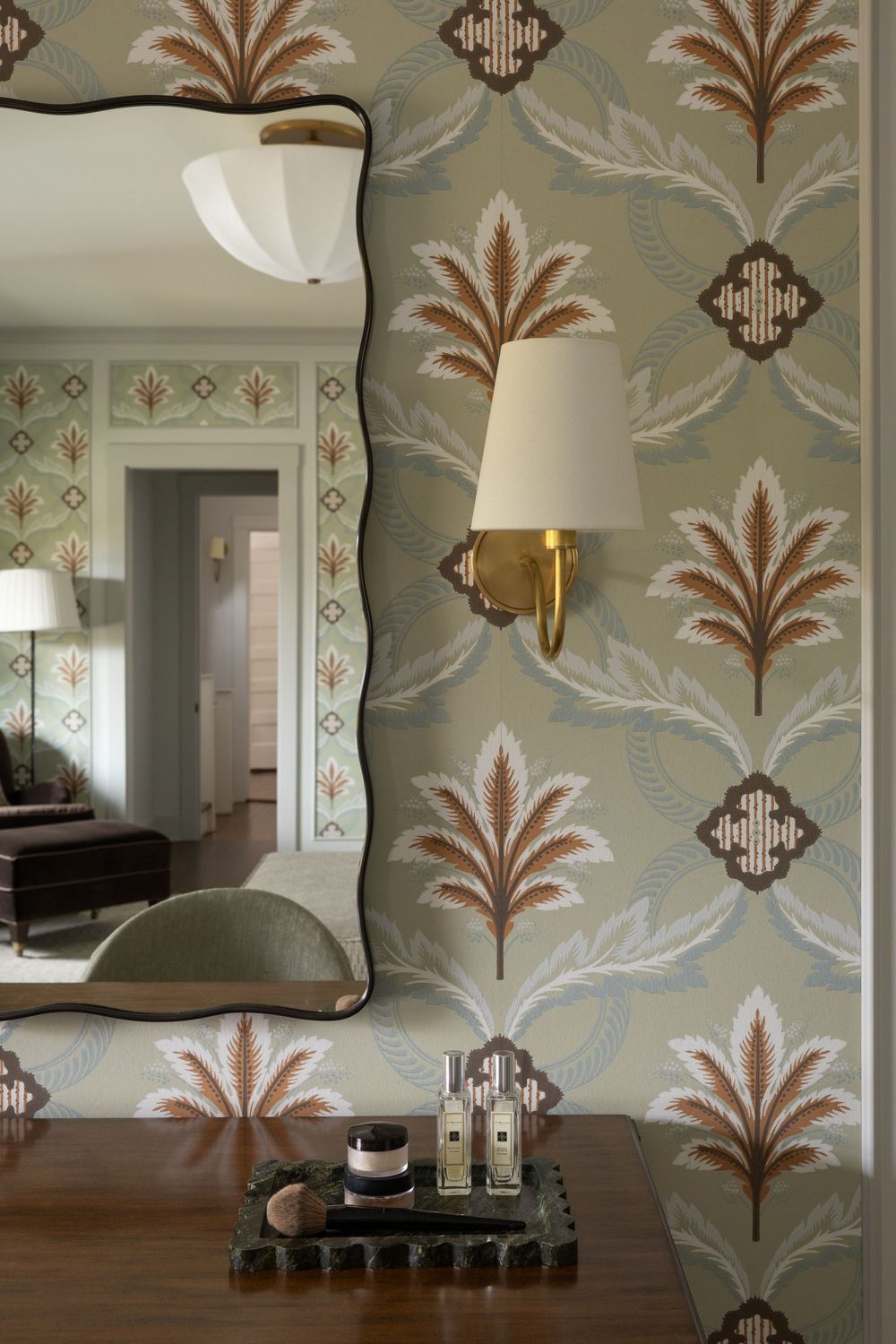 Close up of Primary Bedroom in Wilmette by Ratia and Hardy's Design