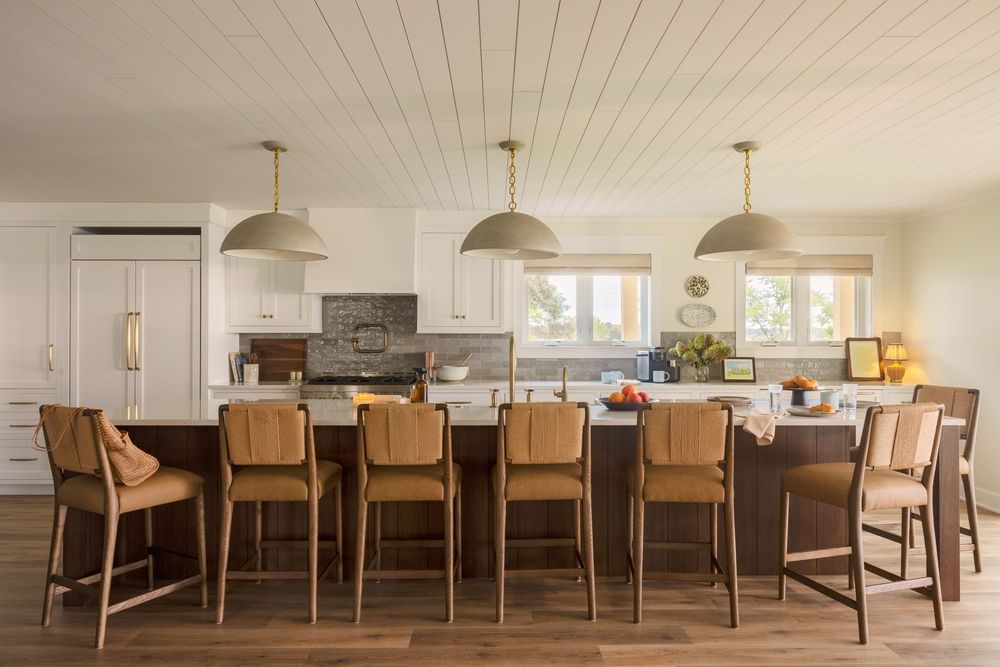 Modern farmhouse kitchen in lake house in Cedar Lake Indiana renovated by Swatch Design Group