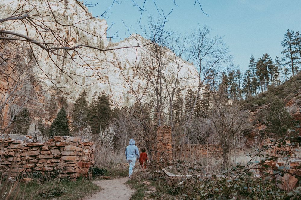 Children walking through ruins near Sedona, Arizona. Whitney Popp, Phoenix, Arizona photographer.