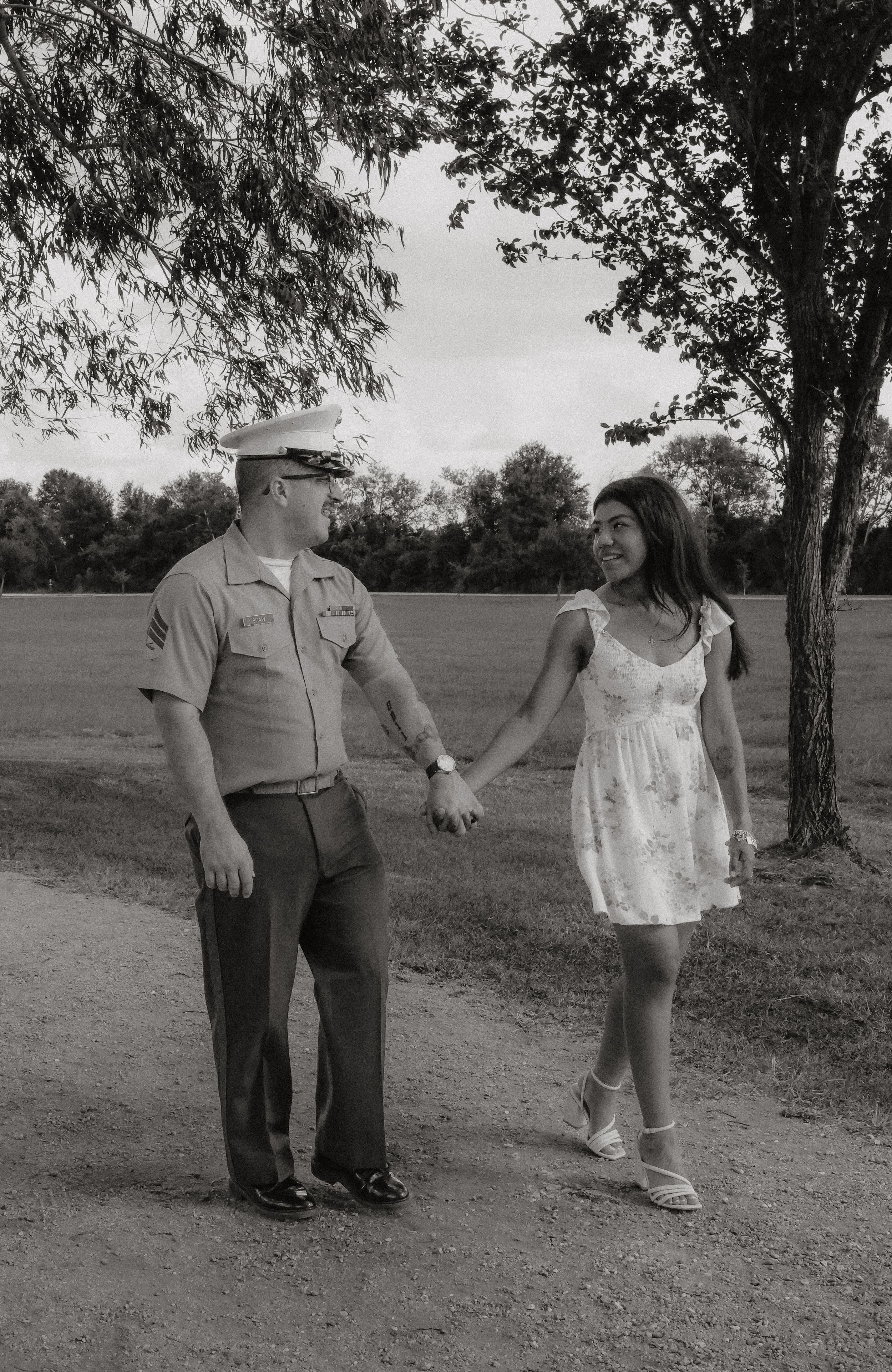 Couple during engagement photography session in Houston, Texas