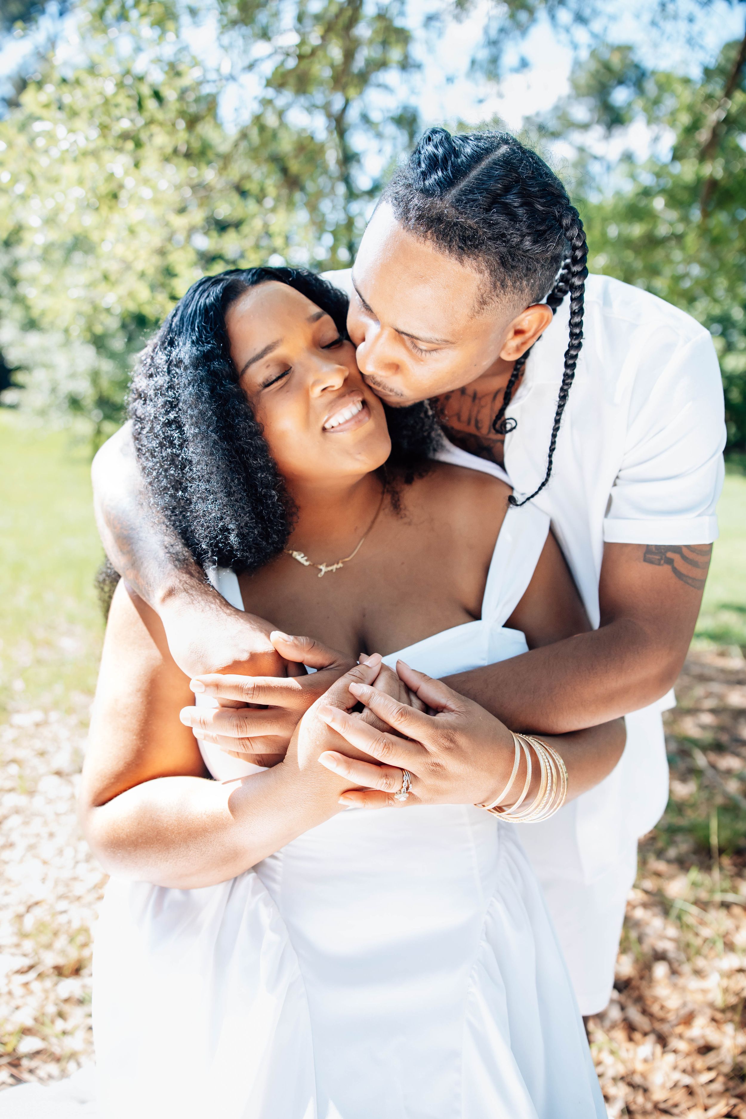 Couple during engagement photography session in Houston, Texas