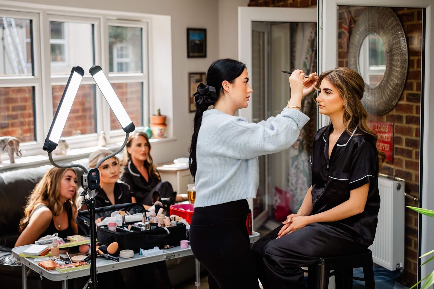 Reach Court Farm wedding photography bridal prep makeup