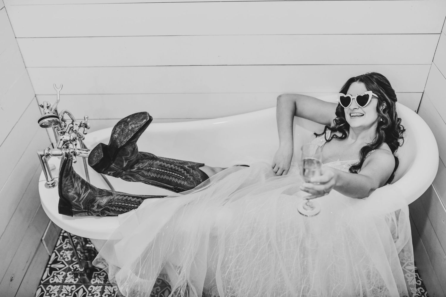 Bride laughing at The Barn at Paradise wedding