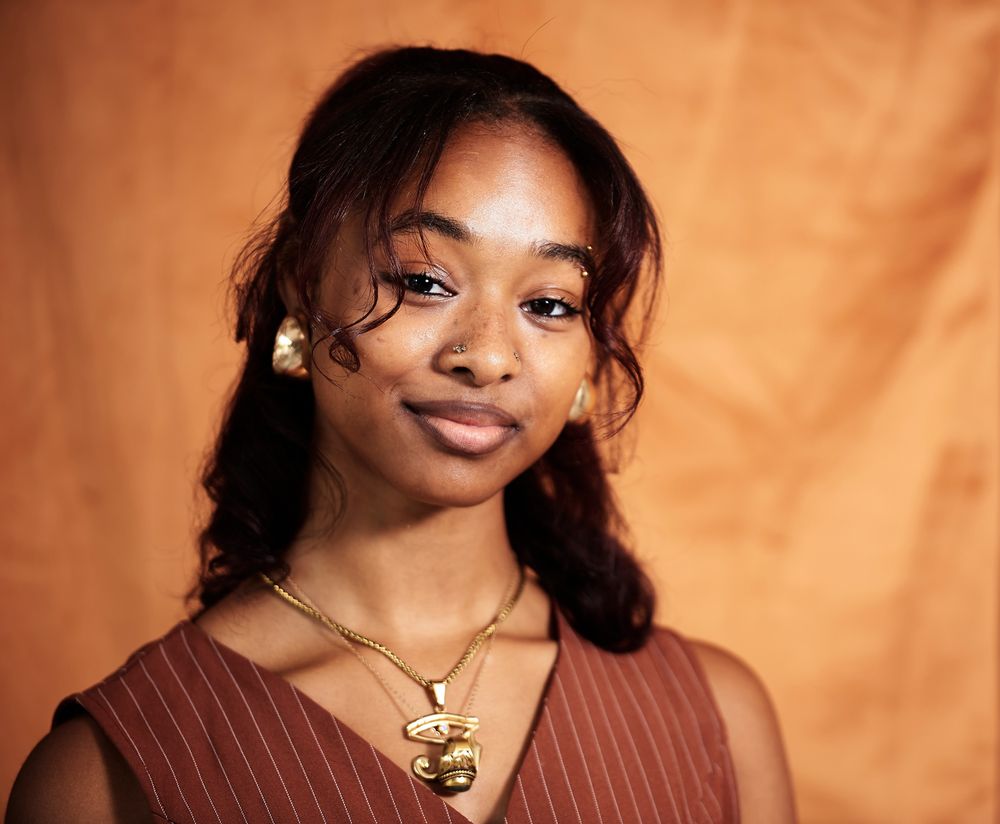 Studio portrait of woman with professional lighting in Silver Spring, Maryland.