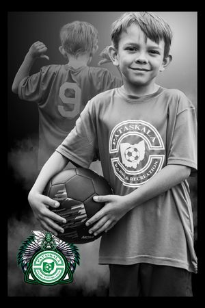 Black and white photo series showing a child wearing a t-shirt with a circular logo design against a dark background.