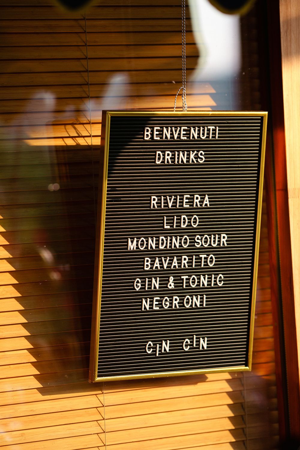 Cocktail menu at an Italian Riviera wedding reception at the coastline