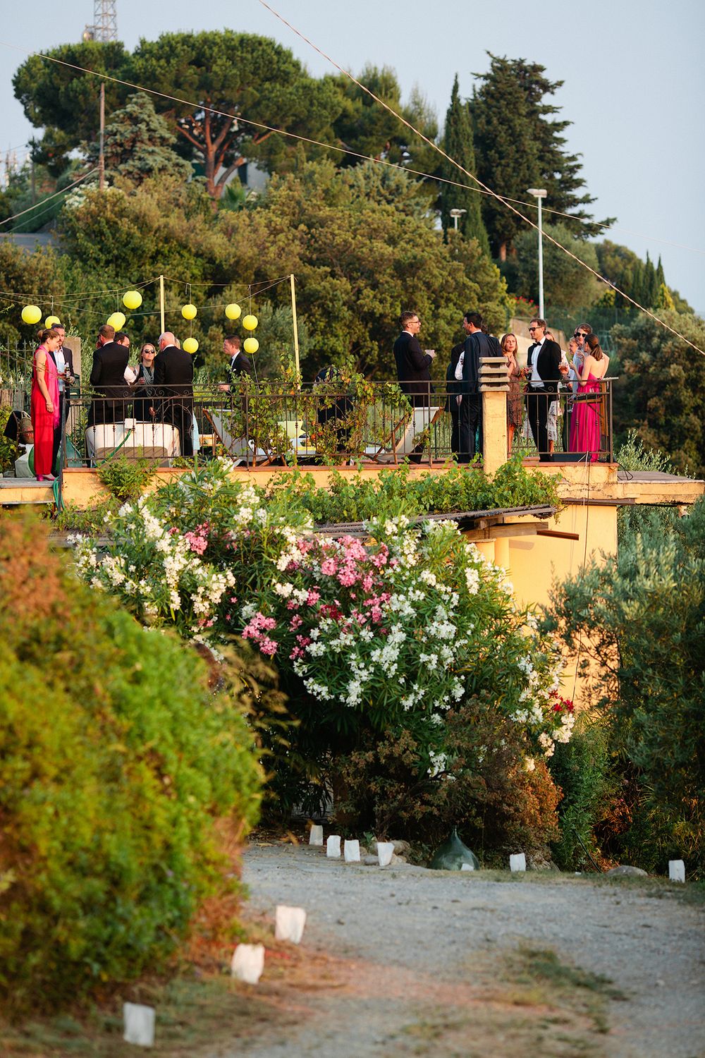 Wedding cocktail reception at a private villa in the hills of Riviera