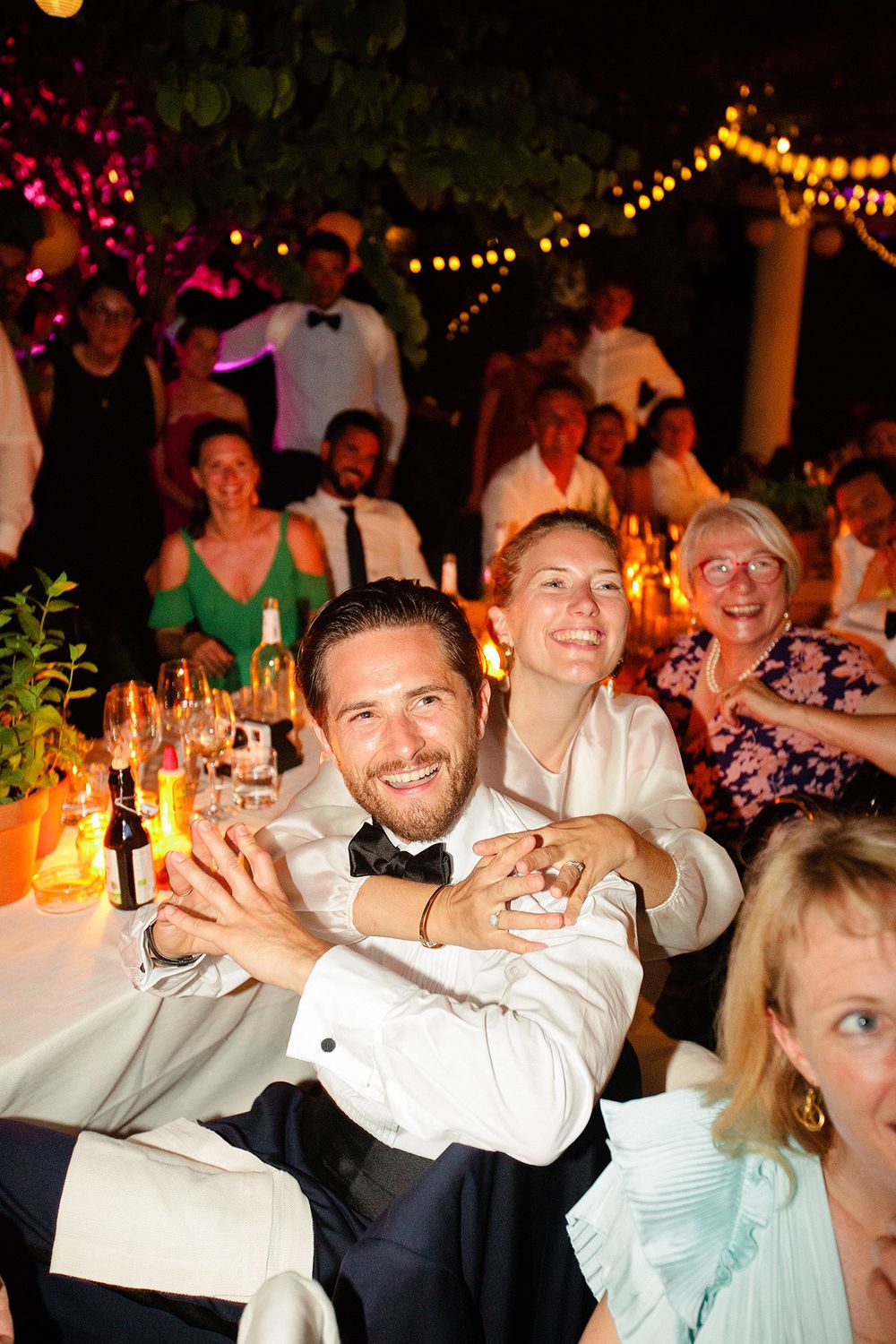 Wedding guests celebrating during a villa wedding reception in Ventimiglia