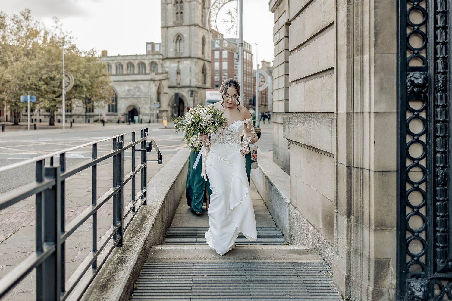 Natural moments of a bride making her entrance to a wedding ceremony.