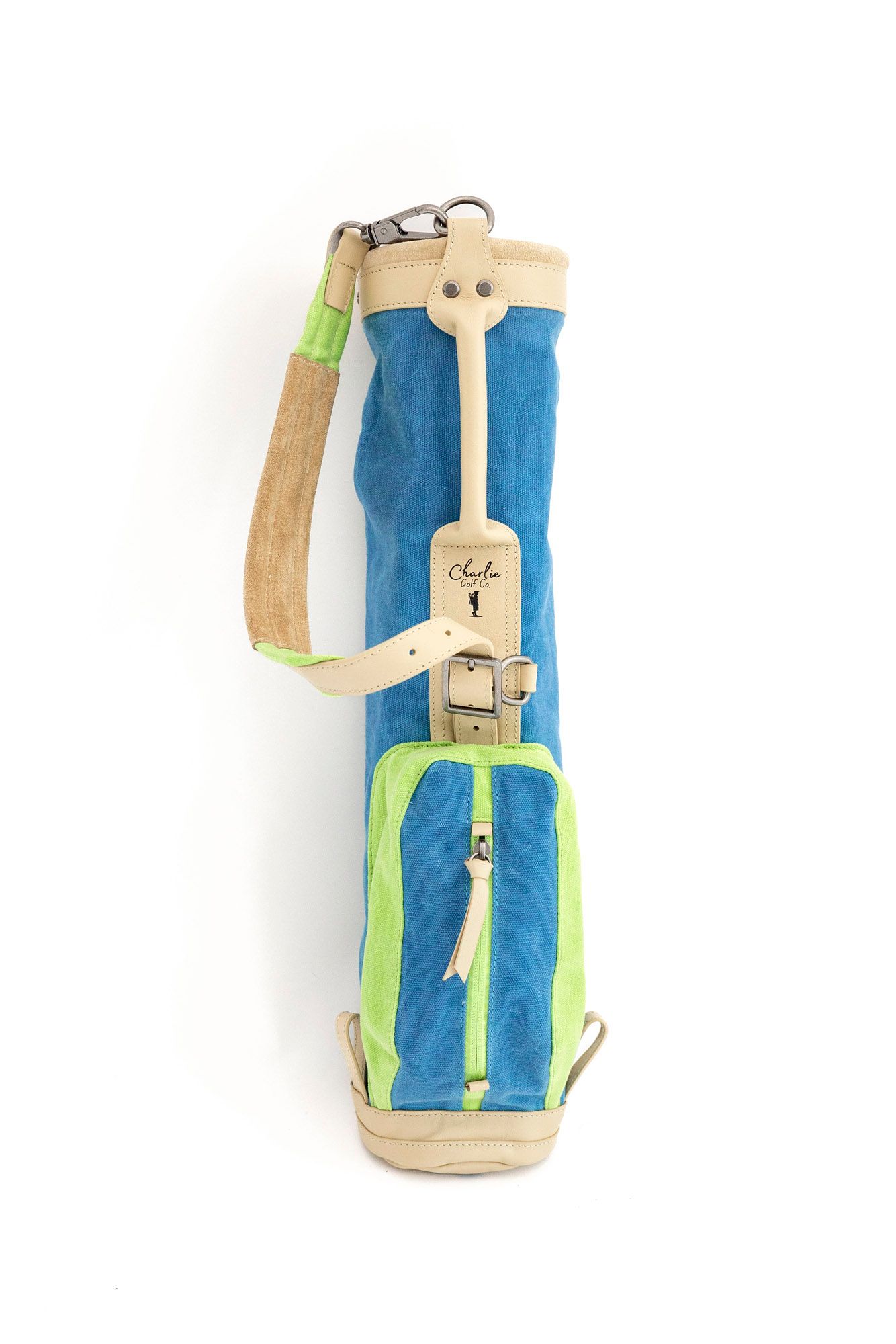 Charlie Golf Co blue and green golf bag product photography for toddler product