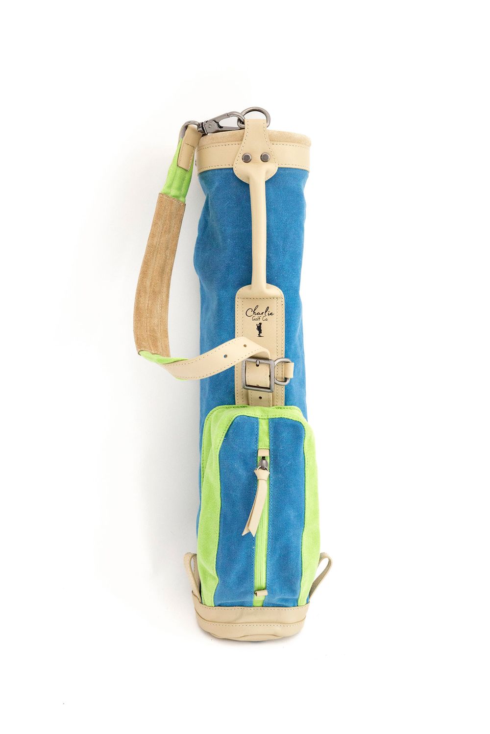 Charlie Golf Co blue and green golf bag product photography for toddler product