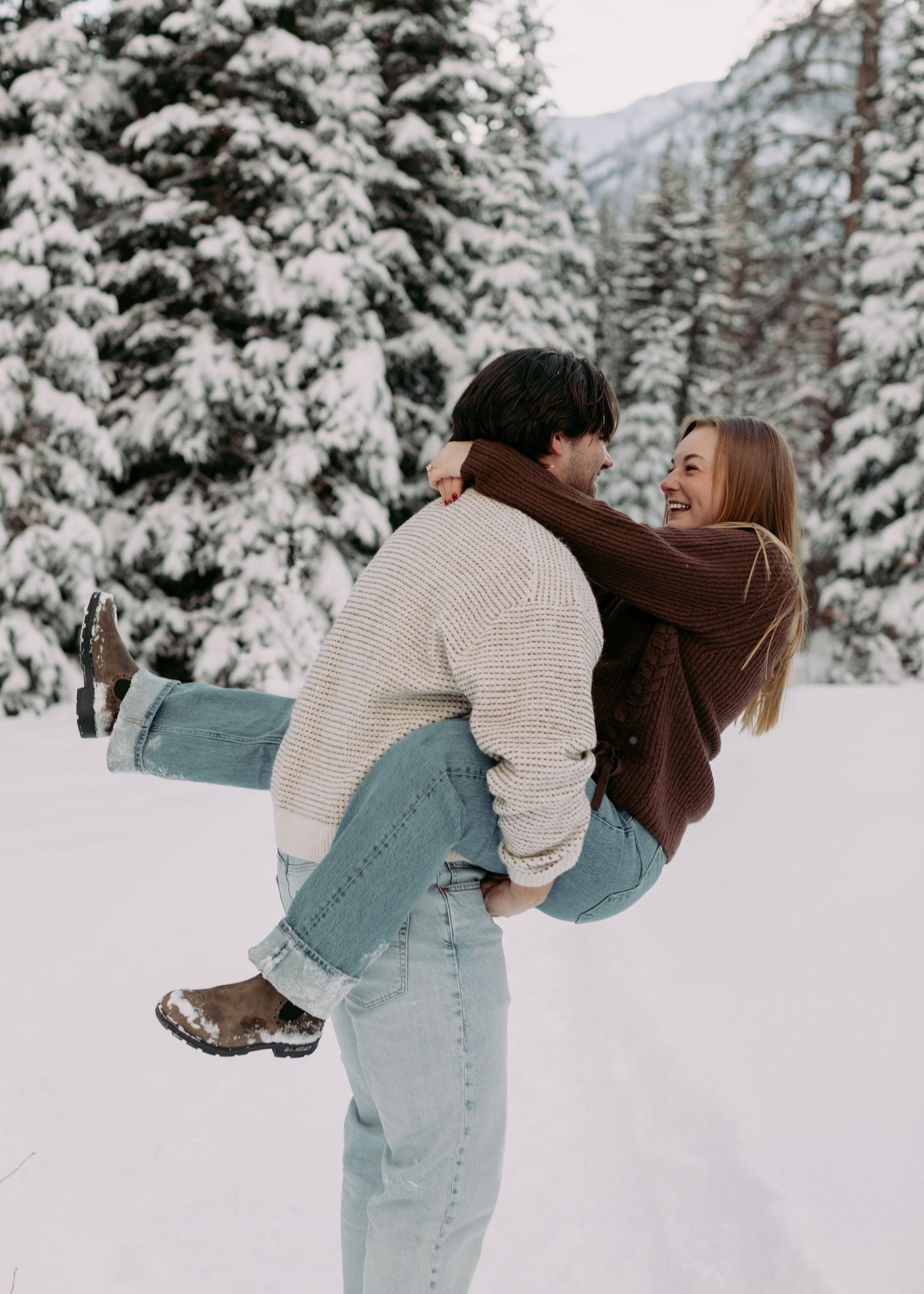 Snowy Mountain engagement photo session in Salt Lake City.