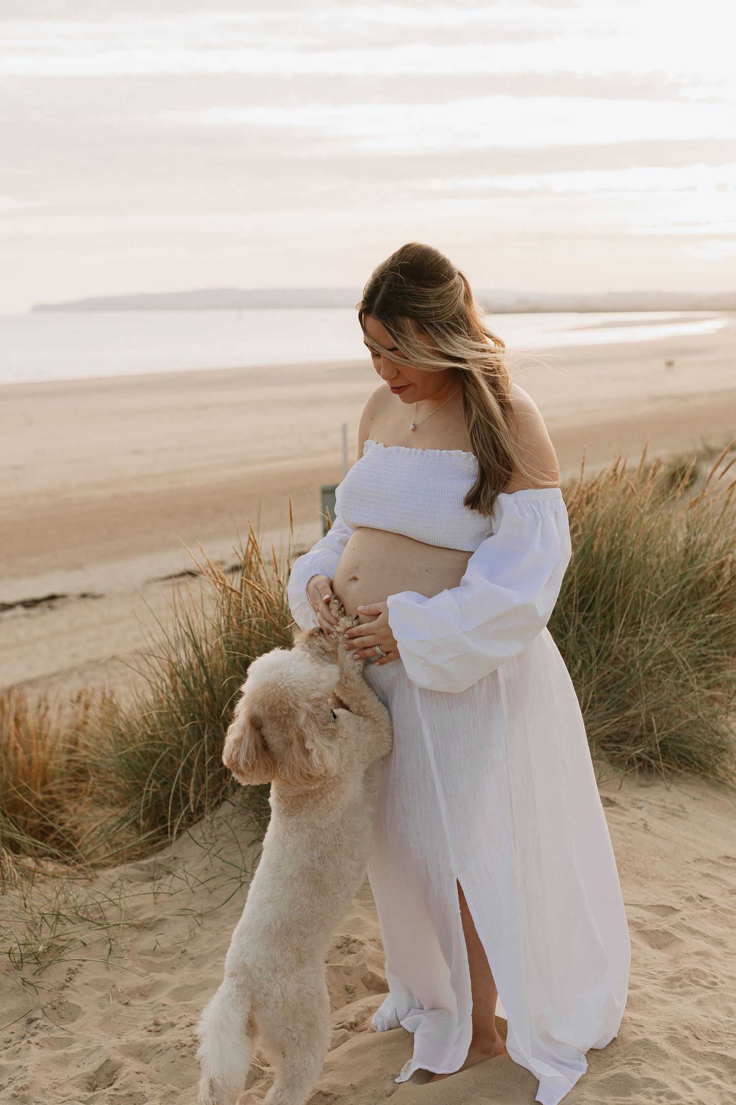 Pregnancy photoshoot with dog in Rye Kent