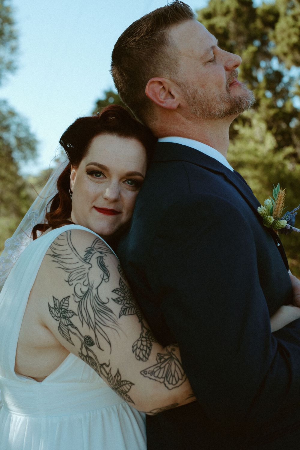 Wimberley wedding photography featuring a romantic couple's portrait outdoors at a Texas Hill Country venue.