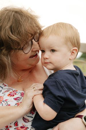 A tender moment captured in a series of intimate close-up photos showing affection and connection between parent and child.