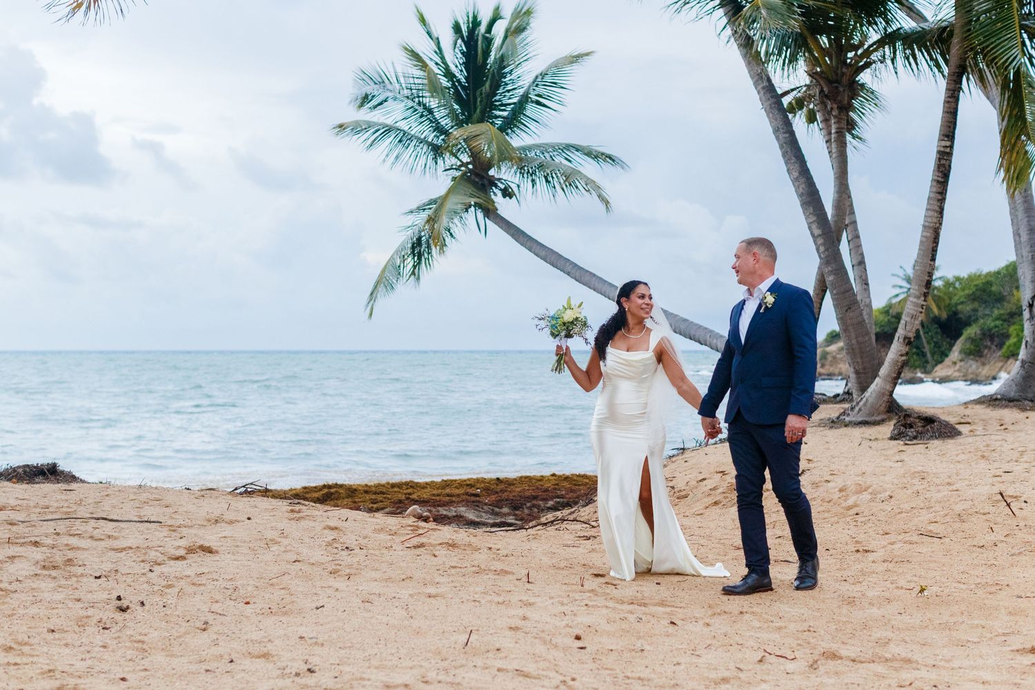 Bride and groom portrait. Intimate beach wedding in Palmas del Mar, Puerto Rico.