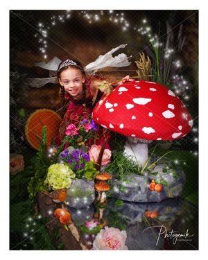 Magical Fairy Hiding Behind Giant Toadstool The Enchanted Forest Photo Experience Photogemik Photography Studio Bradford
