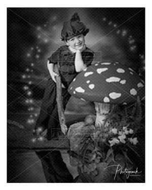 Magical Elf Resting On A Giant Toadstool. The Enchanted Forest Fairytale Photo Experience. Photogemik Photography Studio