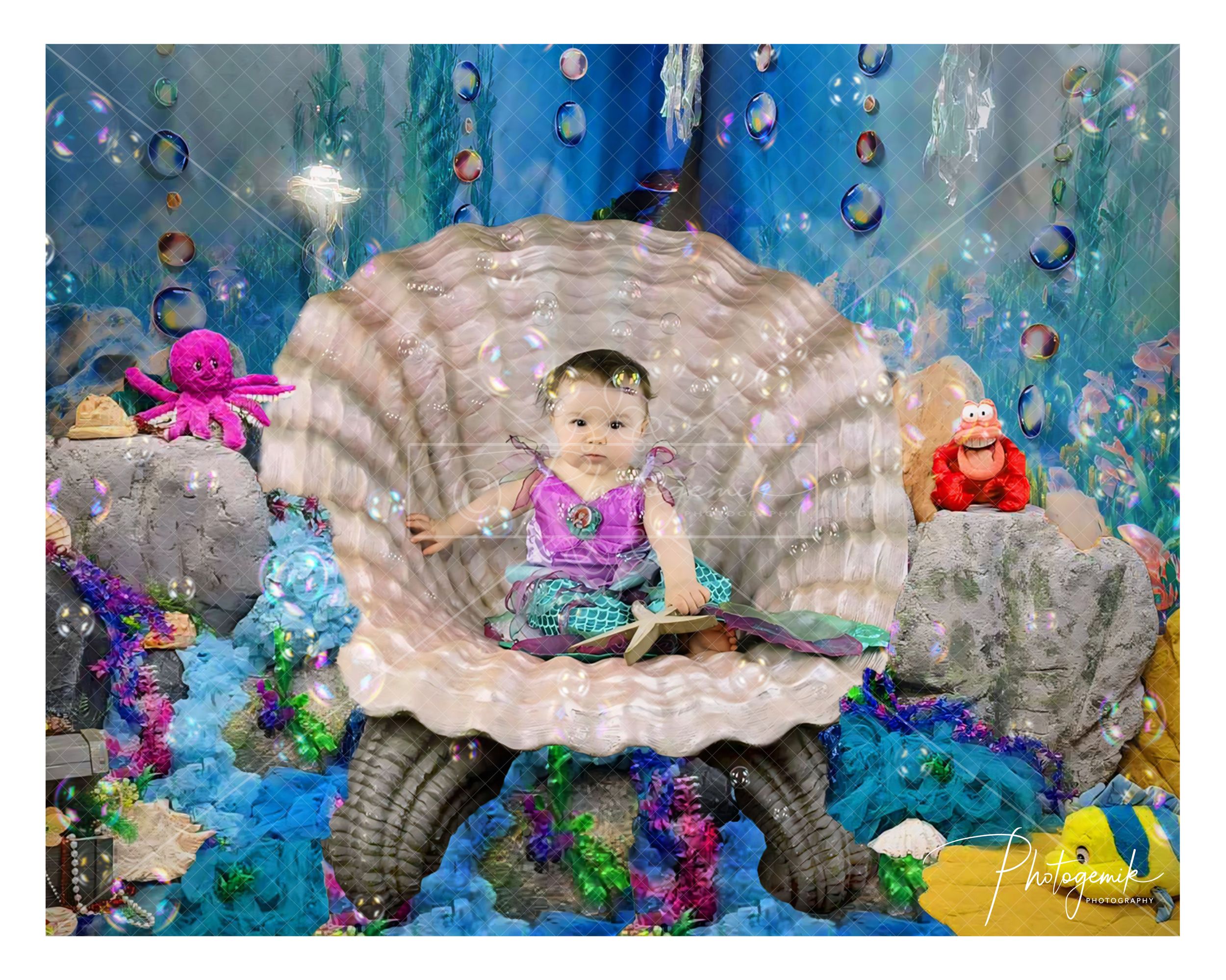 Mermaid Amazing Shell Throne. Mermaid Photo Shoot. Photogemik Photography Studio Bradford, West Yorkshire